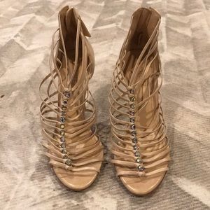 Nude and rhinestone heels
